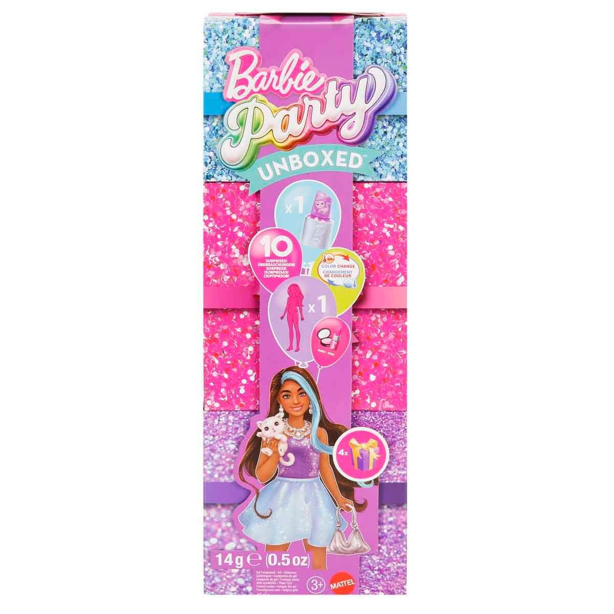 Barbie Party Unboxed Doll & Accessories, Glam Party Series with 10 Surprises | Model JFY66 4