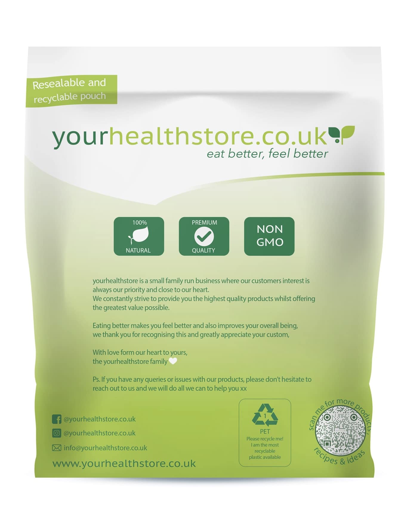 yourhealthstore Premium Whole Grain Gluten Free Oat Flour - 1kg