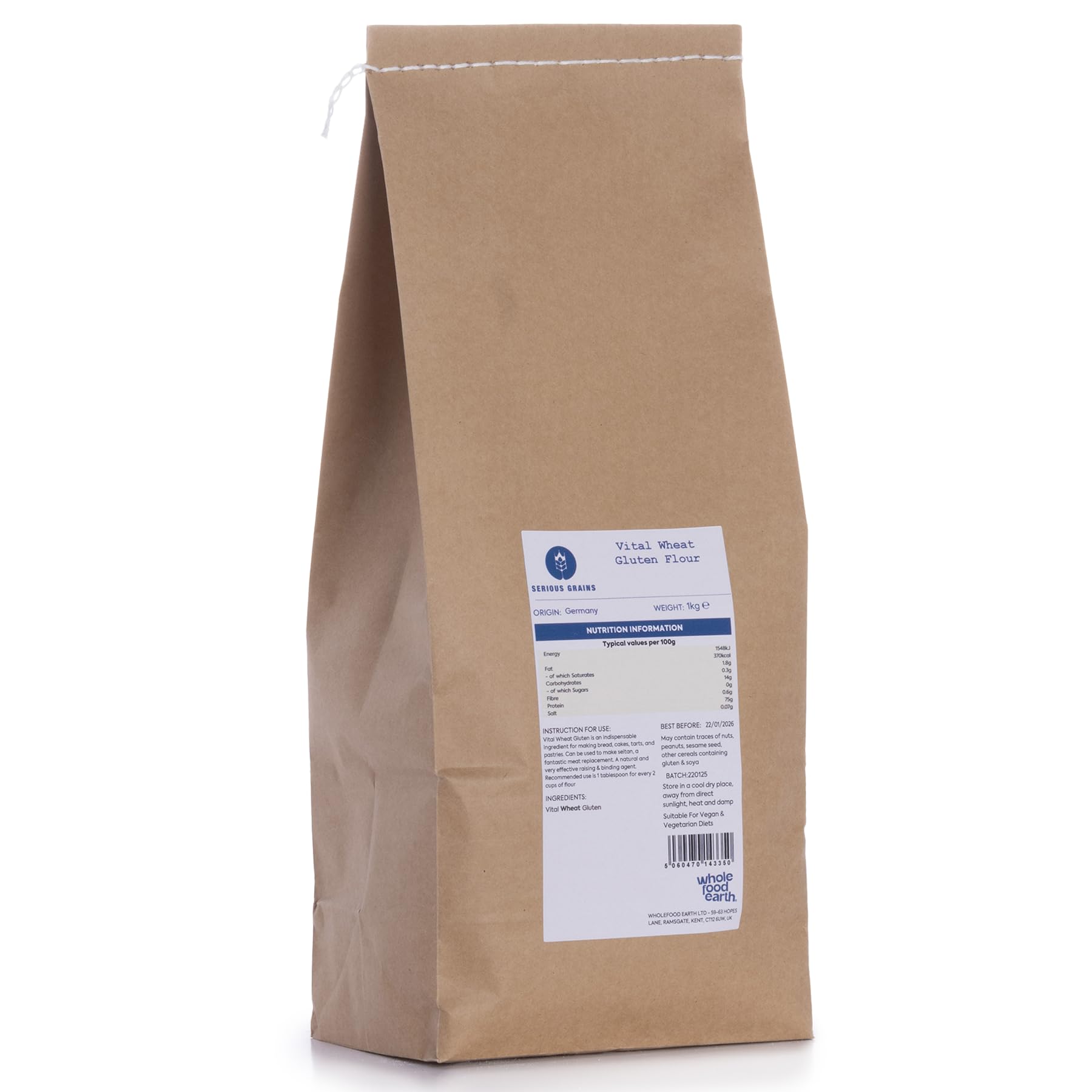 Wholefood Earth Vital Wheat Gluten Flour - 1kg