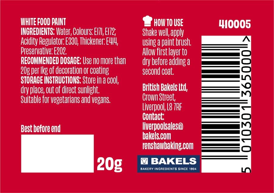 Renshaw Edible Metallic Food Paint, Party White, 20g 2