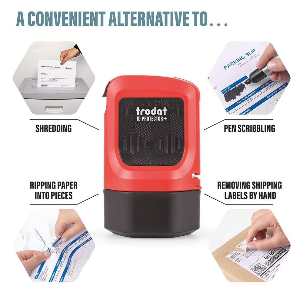 Trodat ID Protector+ Identity Theft Protection Roller Stamp - 3-in-1 with Box/Letter Opener | 1 Inch Wide 5