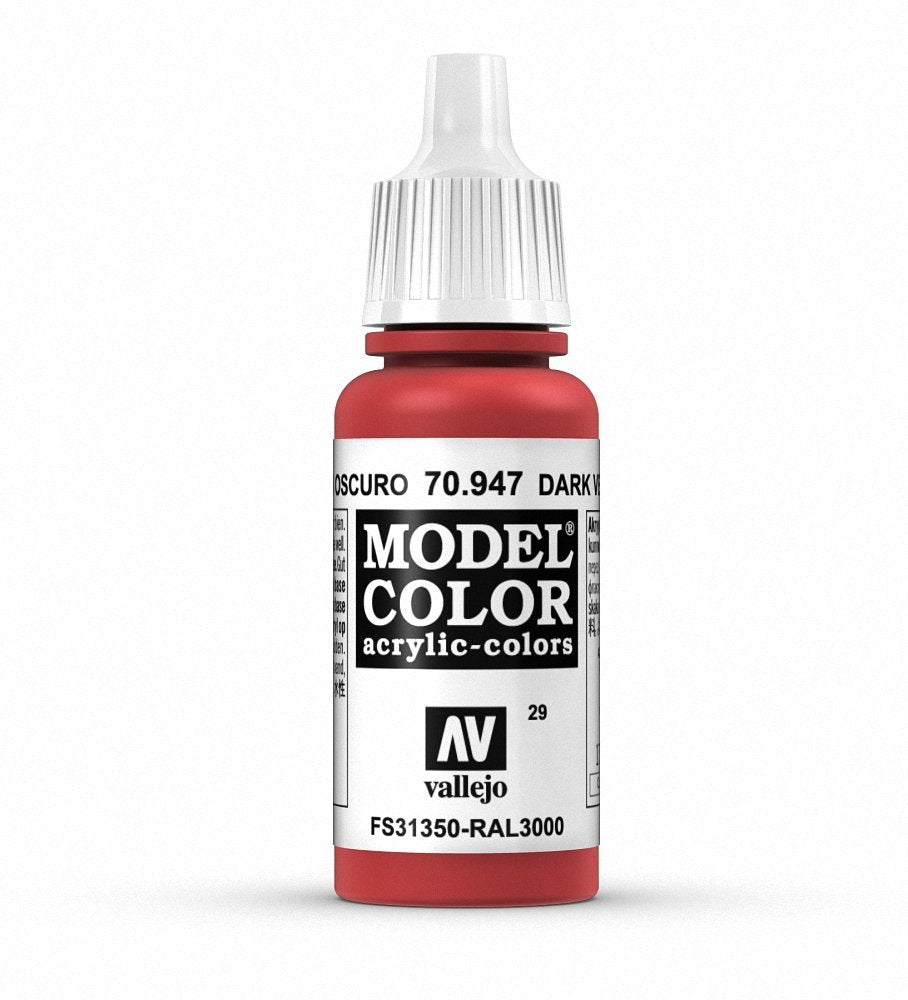Vallejo Model Color Acrylic Paint - Dark Vermilion Red | 17 ml | Non-Toxic