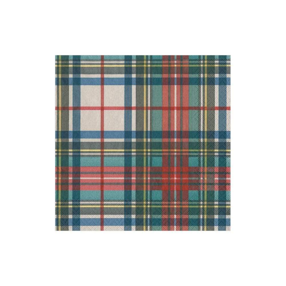 Caspari Stewart Tartan Triple-Ply Paper Cocktail Napkins - 20 Per Package