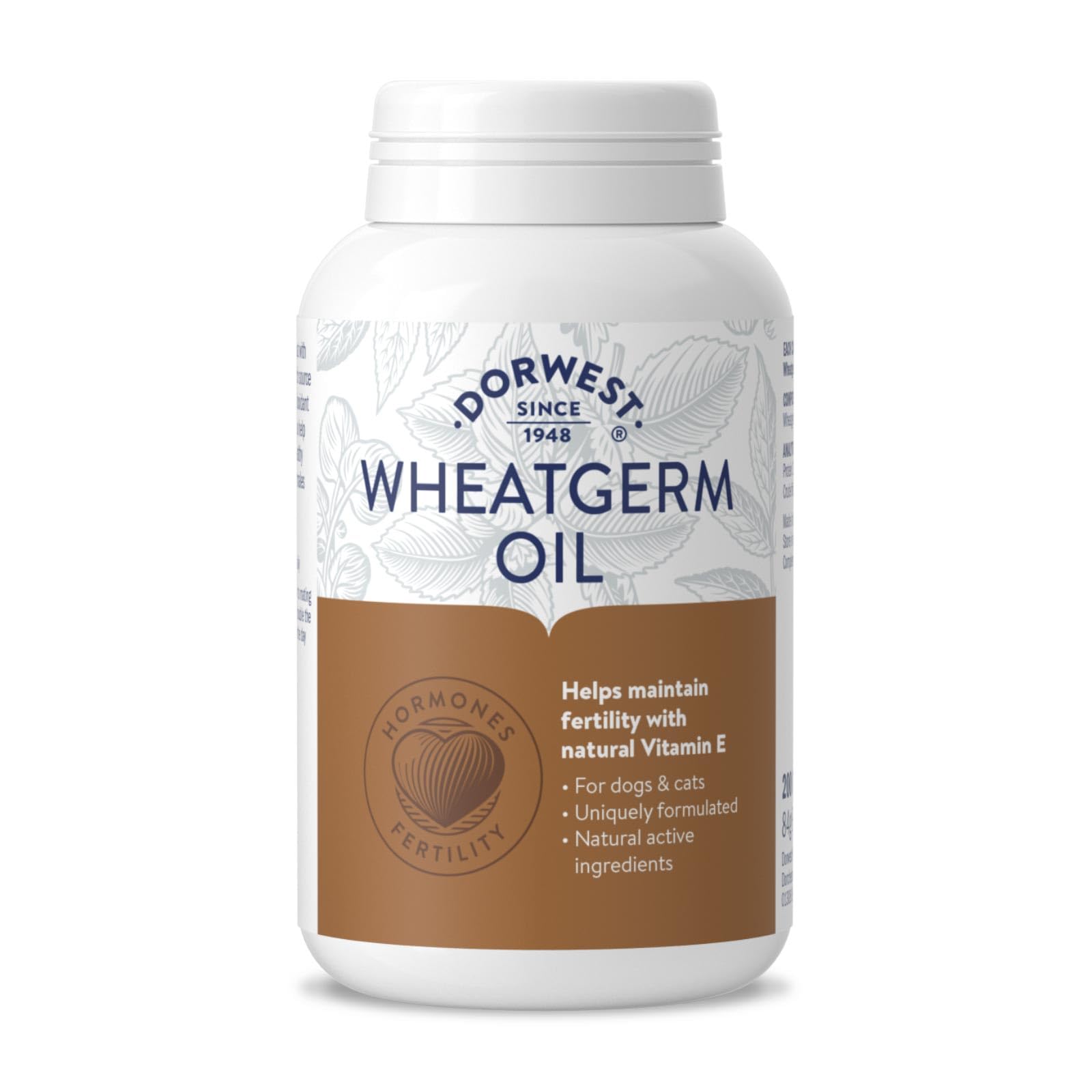 DORWEST HERBS Wheatgerm Oil Capsules for Dogs and Cats | Antioxidant Vitamin E | 200 Count
