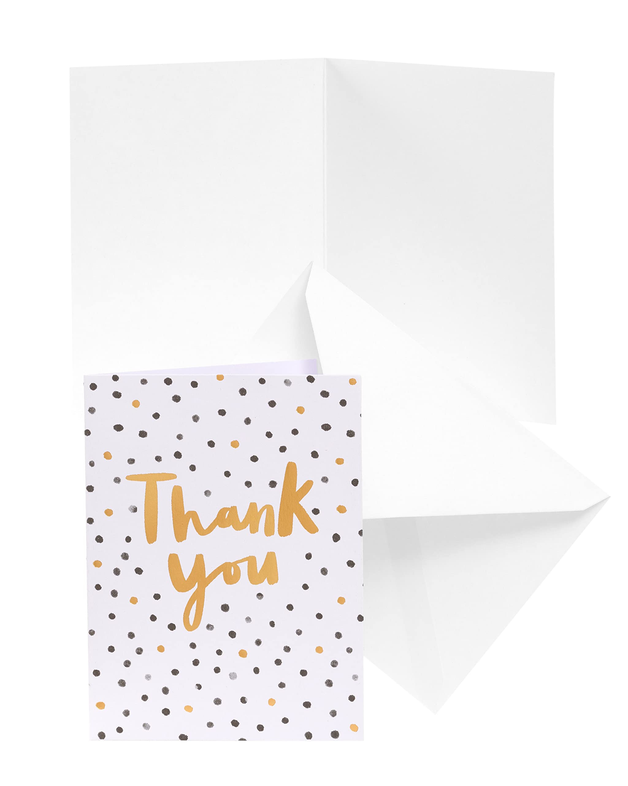 UK Greetings Thank You Cards - 10 Count, Black & Gold Spot Design | FSC Certified 3