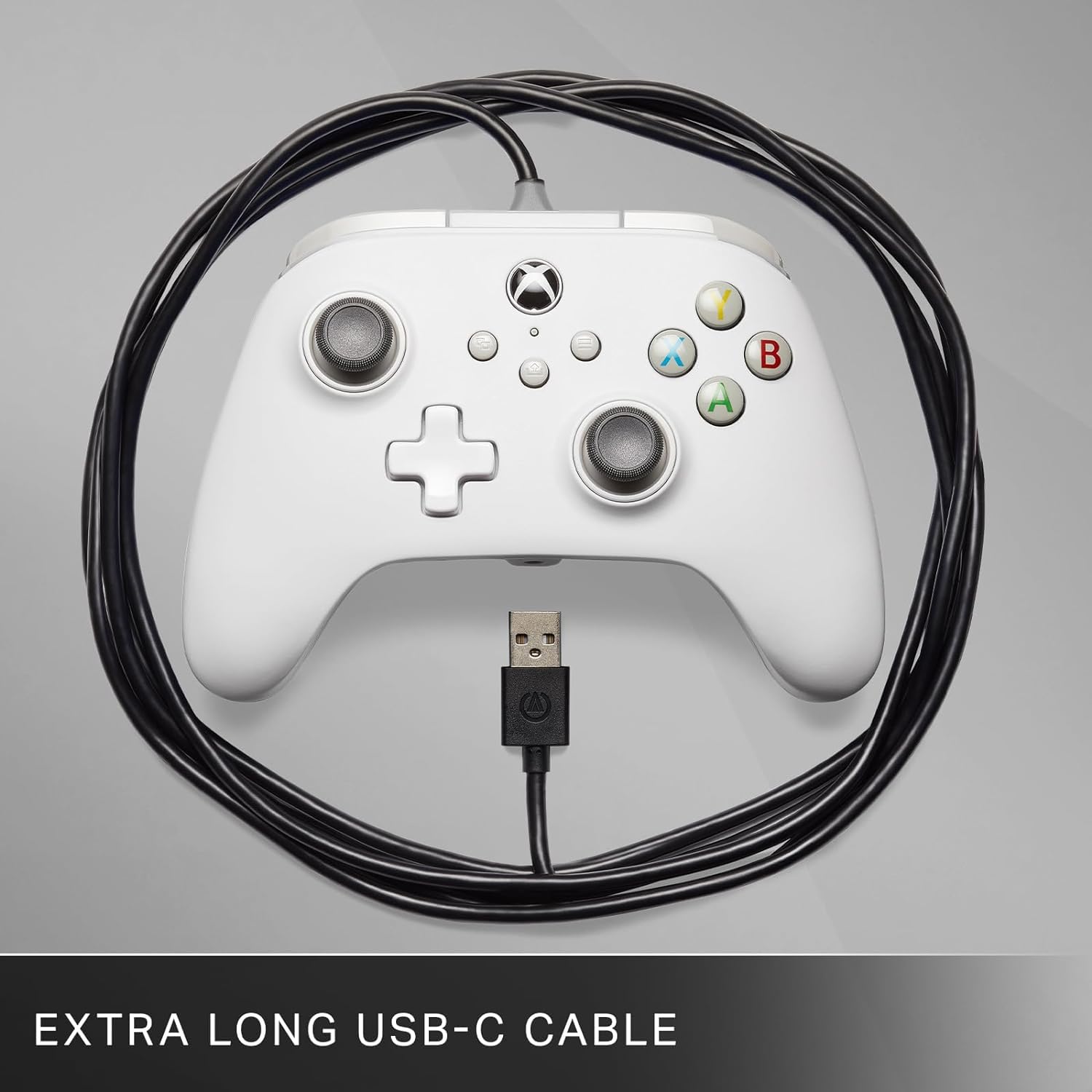PowerA Wired Controller for Xbox Series X|S, Xbox One, PC - Officially Licensed, Dual Rumble, 10ft Cable, 3.5mm Headset Jack - White 7