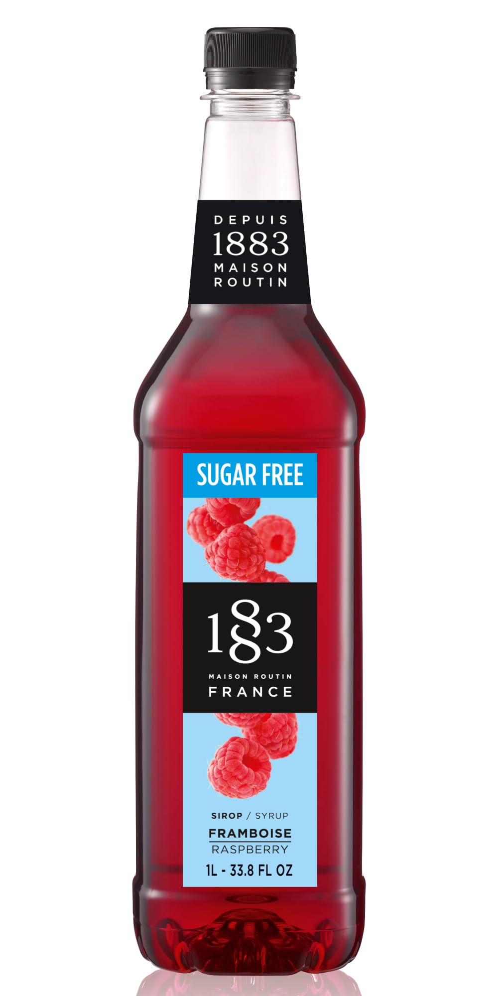 1883 MAISON ROUTIN Sugar Free Raspberry Syrup - 1L Bottle | Vegan & Keto Friendly