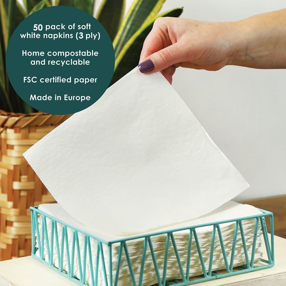 Talking Tables Table Kind 50 x Soft White 3-Ply Napkins, 33cm Eco-Friendly Compostable Serviettes 6