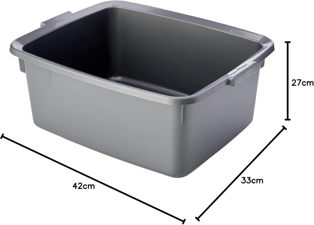 Addis 502813 Plastic Butler Large Rectangular Bowl, Metallic Silver, 12.5L