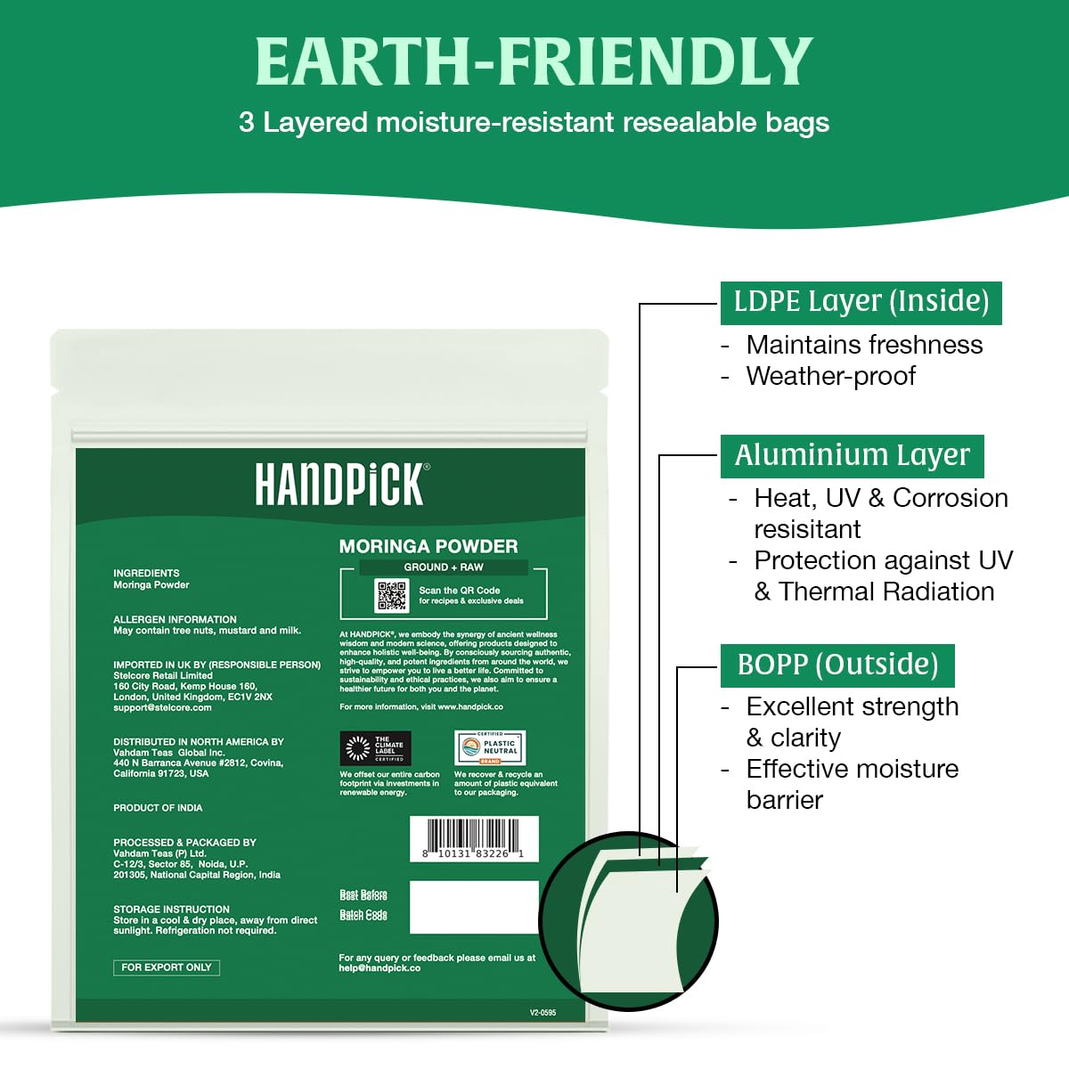 HANDPICK Moringa Powder - Pure Moringa Oleifera Leaves for Smoothies, Lattes & Tea | 500g Resealable Pouch 5