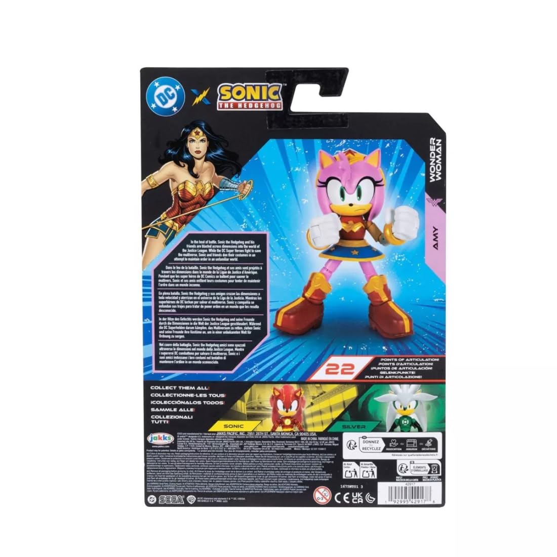 Sonic The Hedgehog Amy as Wonder Woman Action Figure - 5" / 13cm, Highly Articulated, Collector Packaging 5