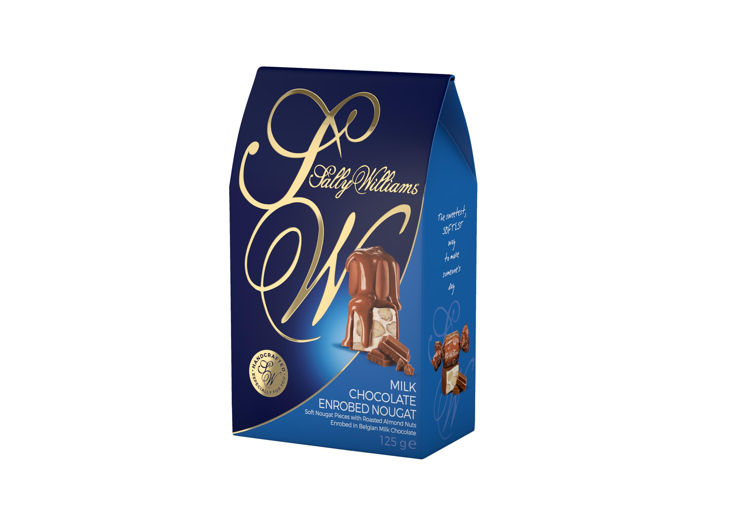 Sally Williams - Luxury Milk Chocolate Covered Soft Nougat Pieces with Roasted Almonds