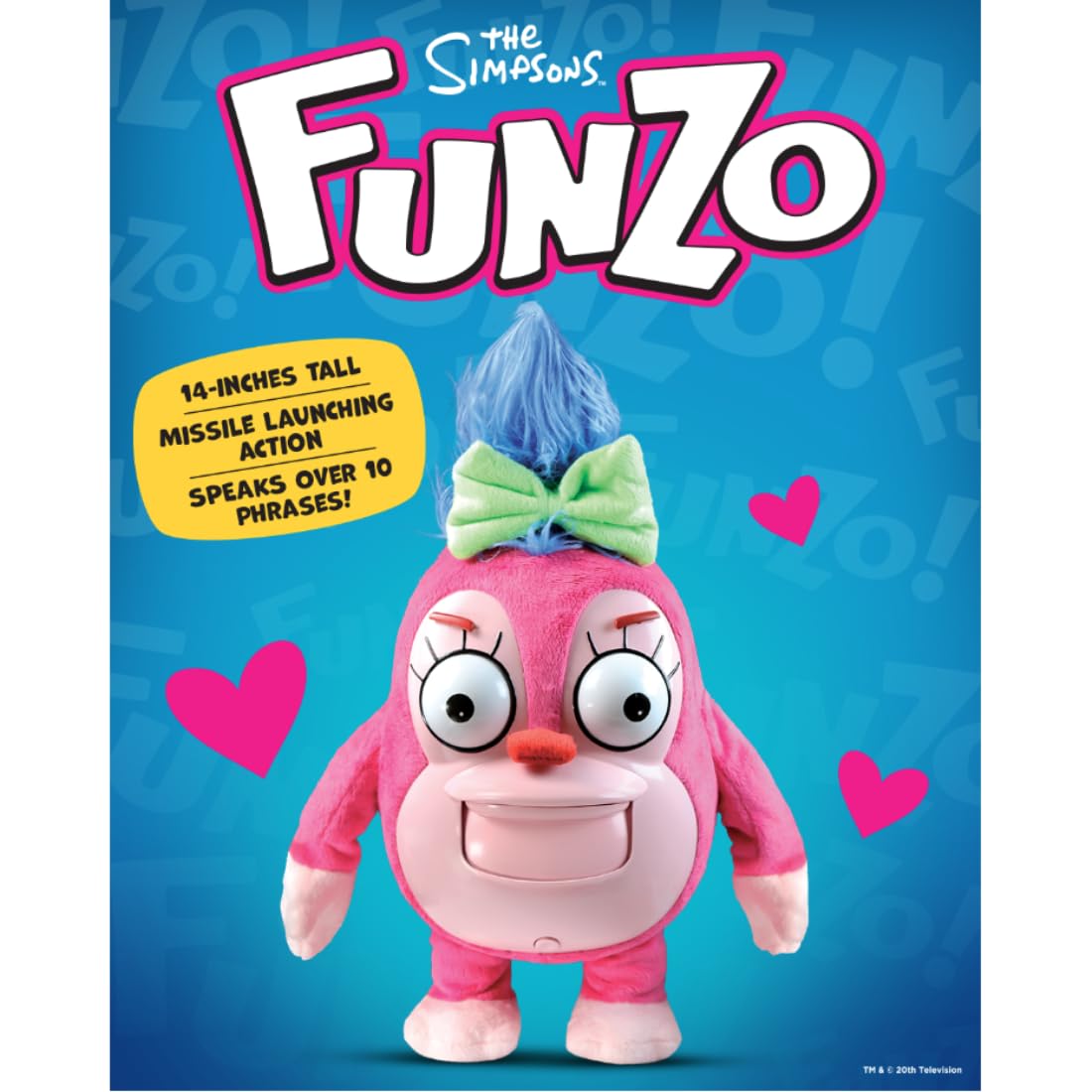 The Simpsons Funzo Talking Plush Toy by Jakks Pacific - 14-inch Interactive Figure with Missile Action