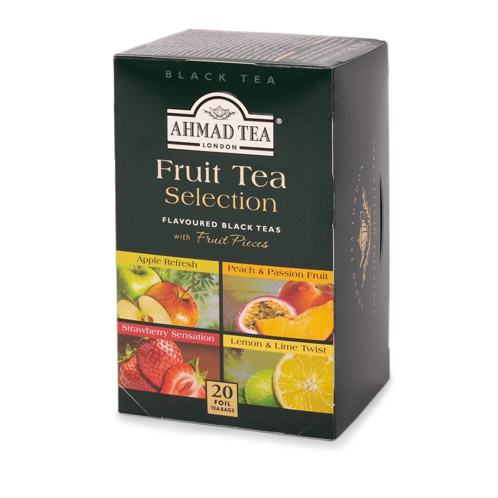 Ahmad Tea Fruit Black Tea Selection - 20 Teabags | Real Fruit Pieces | Hot or Iced