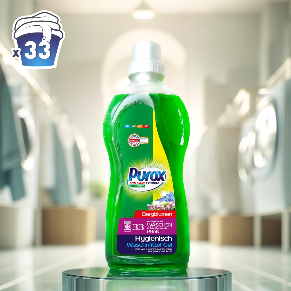 Clovin Purox Universal Liquid Detergent Gel - 33 Washes | 1L | Phosphate-Free 2