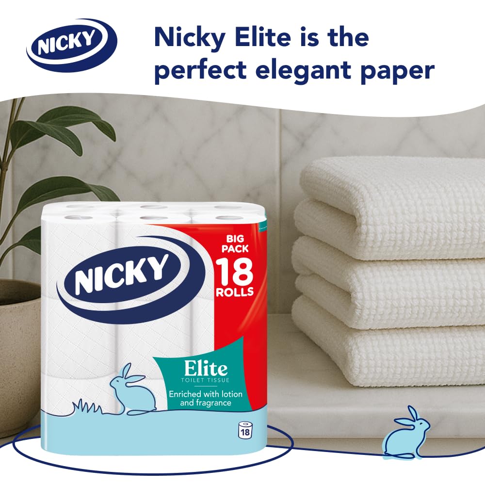 Nicky Elite Scented Toilet Tissue - 3-Ply, Talc Fragrance, 18 Rolls 4
