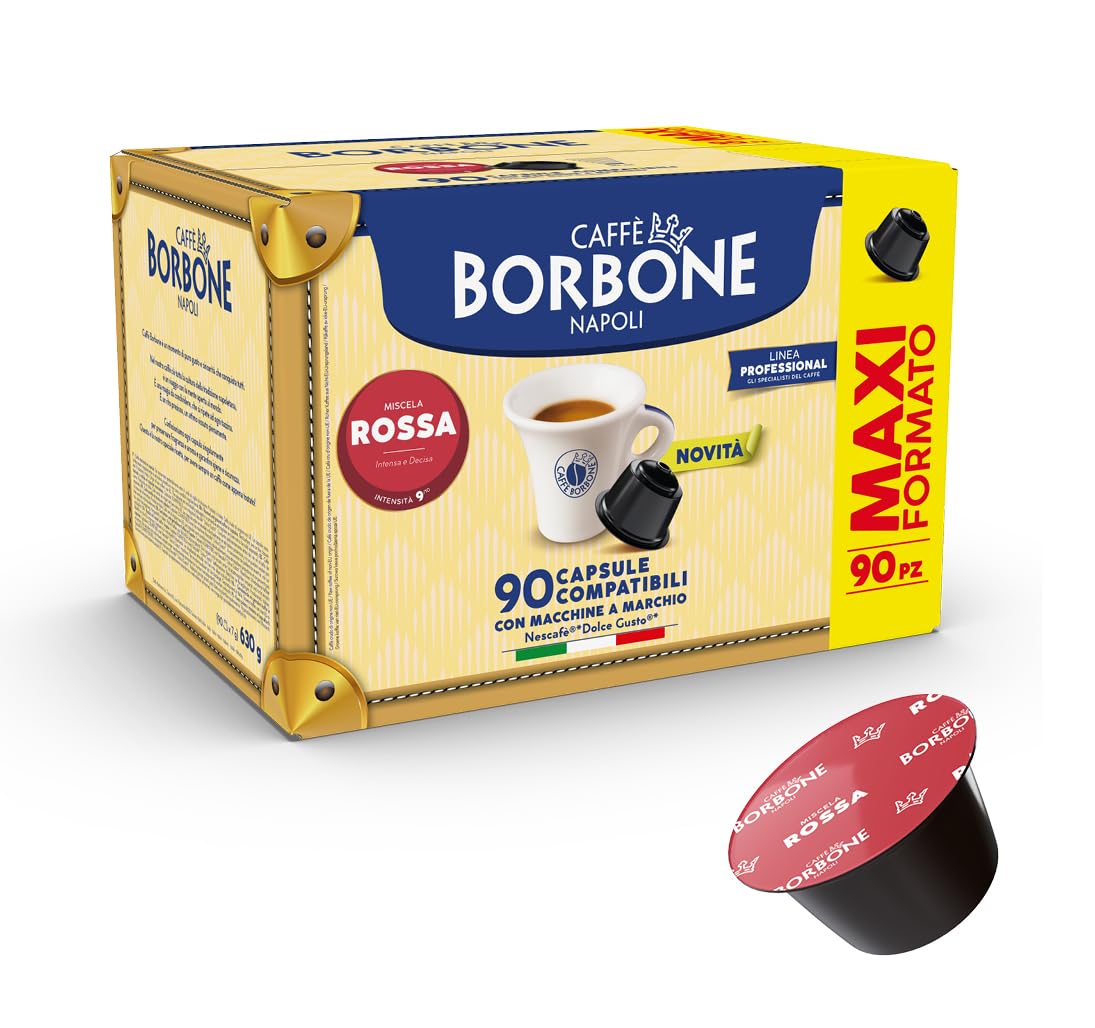 CAFFÈ BORBONE Red Blend Coffee Capsules - 90 Count (6 Packs of 15) | Dolce Gusto Compatible
