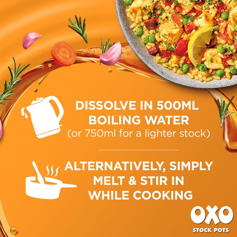 OXO Reduced Salt Chicken Stock Pots - Savoury Flavour, 4 x 20g Pots (80g Total) 7