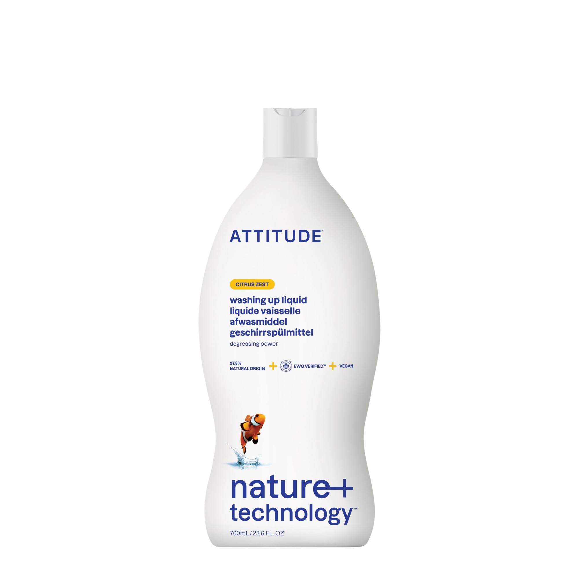 ATTITUDE Washing-Up Liquid - EWG Verified Plant-Based Dish Soap | Citrus Zest | 700 ml 1