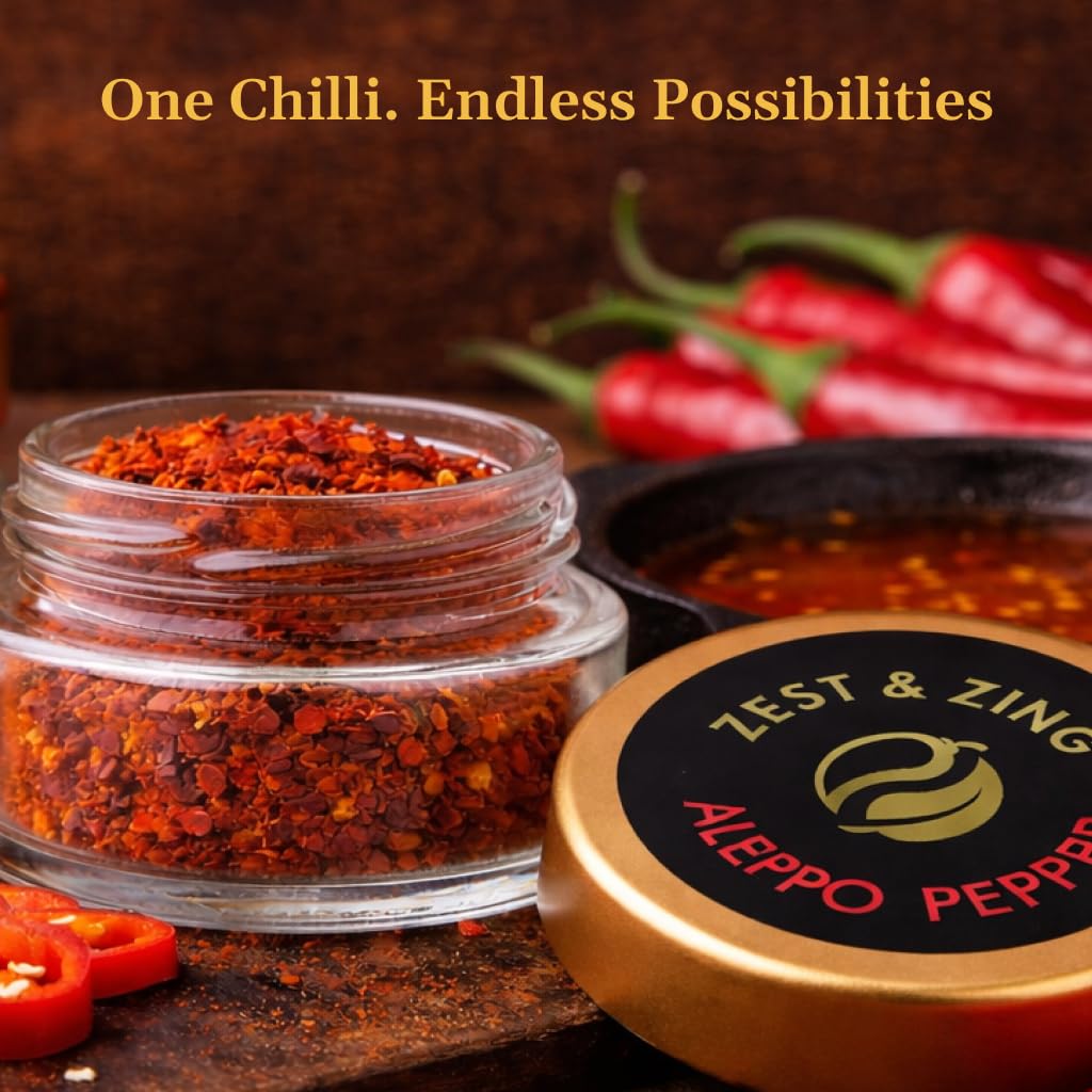 Zest & Zing Aleppo Pepper Chilli Flakes - Rich Flavour with Gentle Warmth | 18g Jar 4