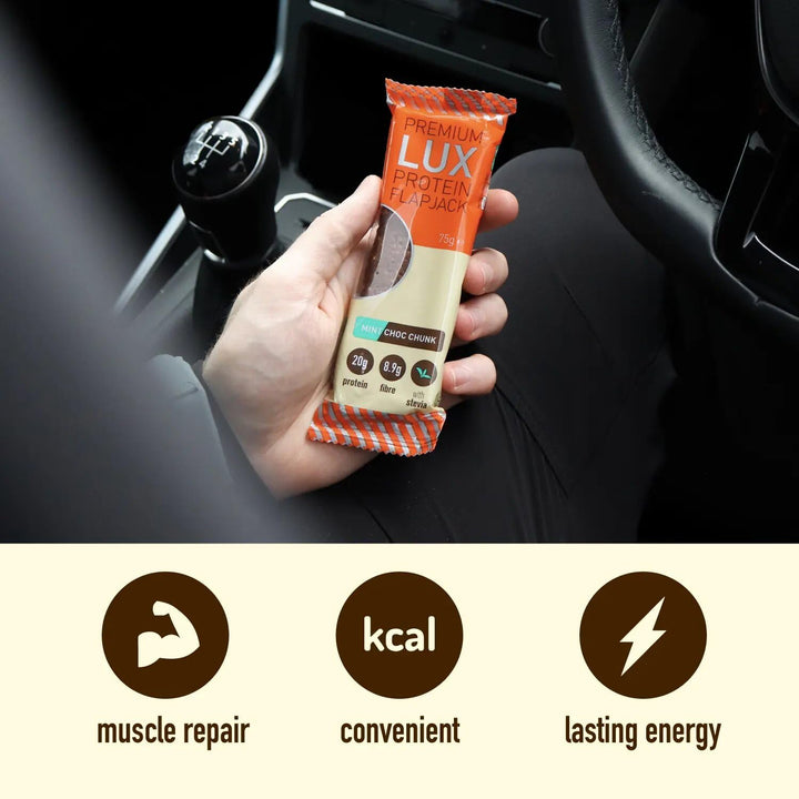BW Premium LUX 20g High Protein Flapjack Bars - Oat Based Low Sugar Snack, 24 x 75g