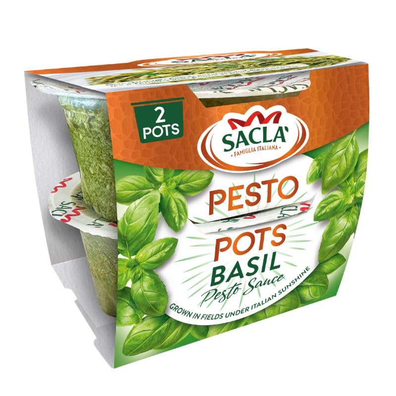 Sacla Classic Basil Pesto - Authentic Italian Flavor | 2 x 45g Pack 3