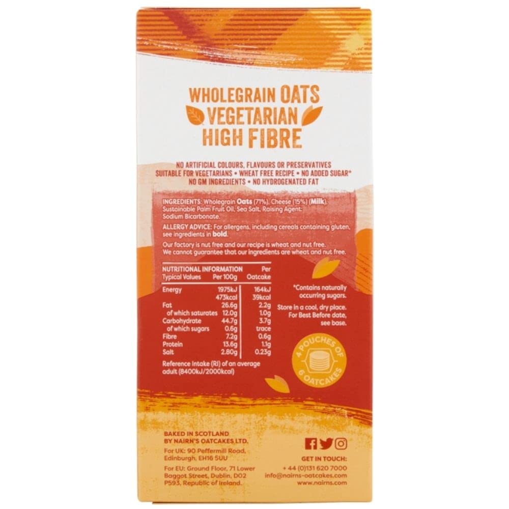 Nairn's Cheese Oatcakes - High in Fibre, Wheat Free Recipe | 200g
