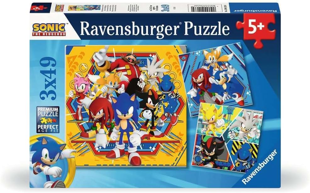 Ravensburger Sonic The Hedgehog 3x 49-Piece Jigsaw Puzzles - Kids Puzzle Set for Ages 5+ 1