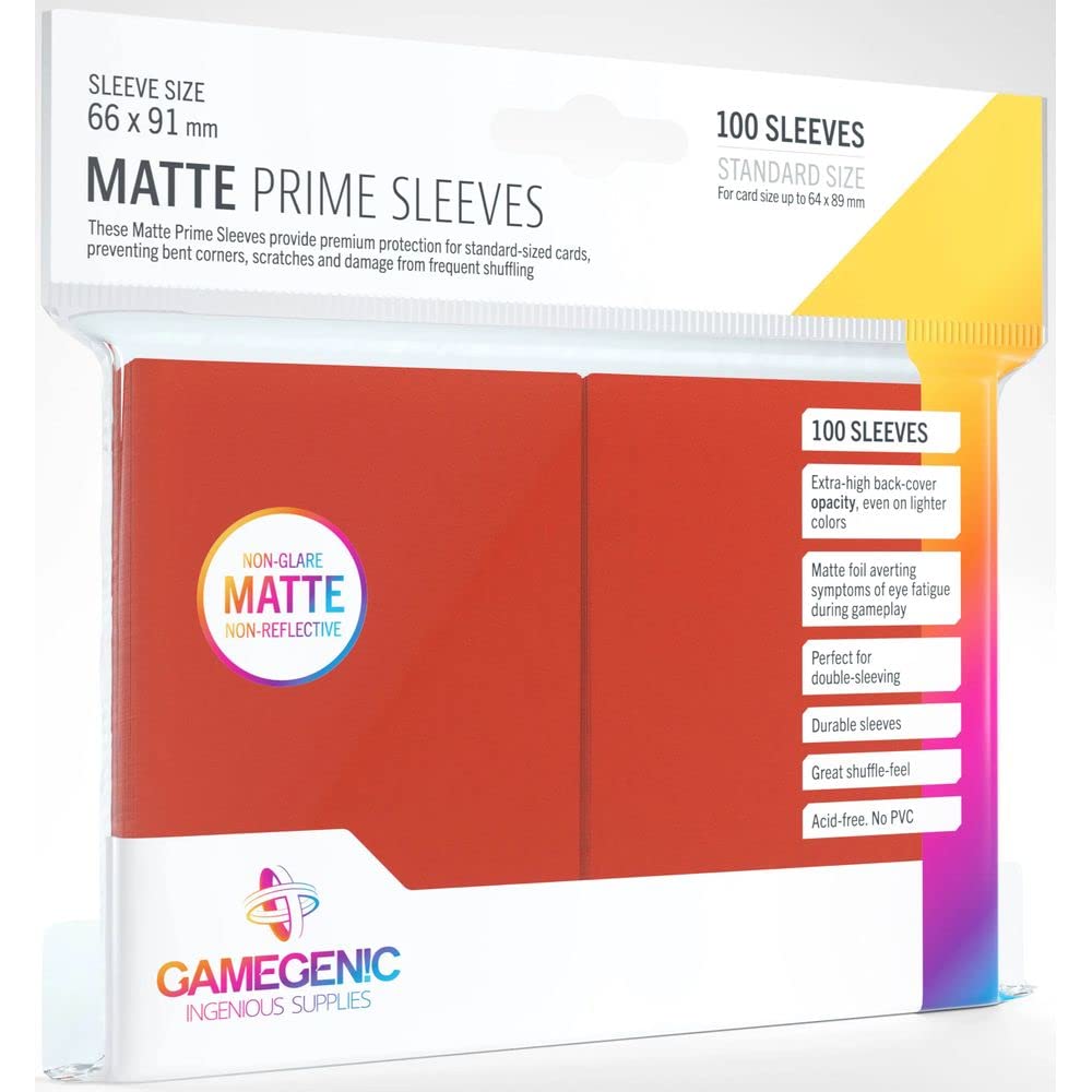 Gamegenic GGS11027ML Matte Prime Sleeves (100-Pack), Red 1