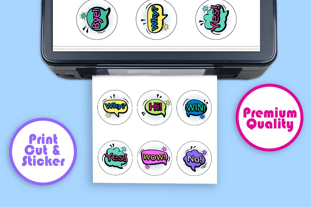 Creavvee Printable White Sticker Paper Labels - 8 Labels/Sheet, 25 A4 Sheets, 200 Labels Total | Model 2014 5