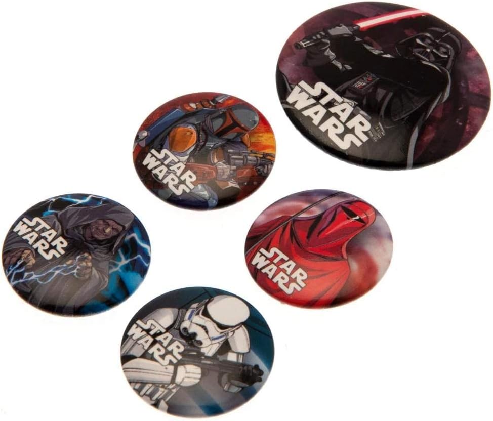 Star Wars Dark Side Badges Button Pin Set (5-Piece Assorted Sizes)