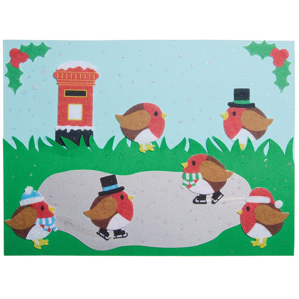 Baker Ross FX305 Christmas Robin Felt Stickers - Pack of 100 Assorted Designs 3