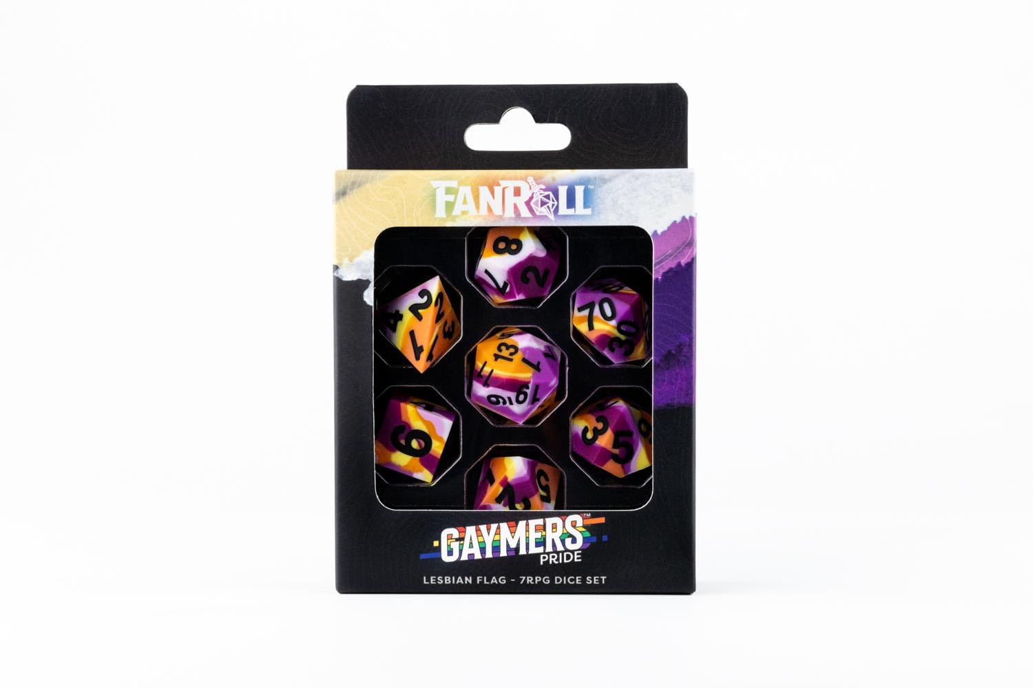 Metallic Dice Games FanRoll 16mm Pride Sharp Edge Silicone Rubber Polyhedral Dice Set 7