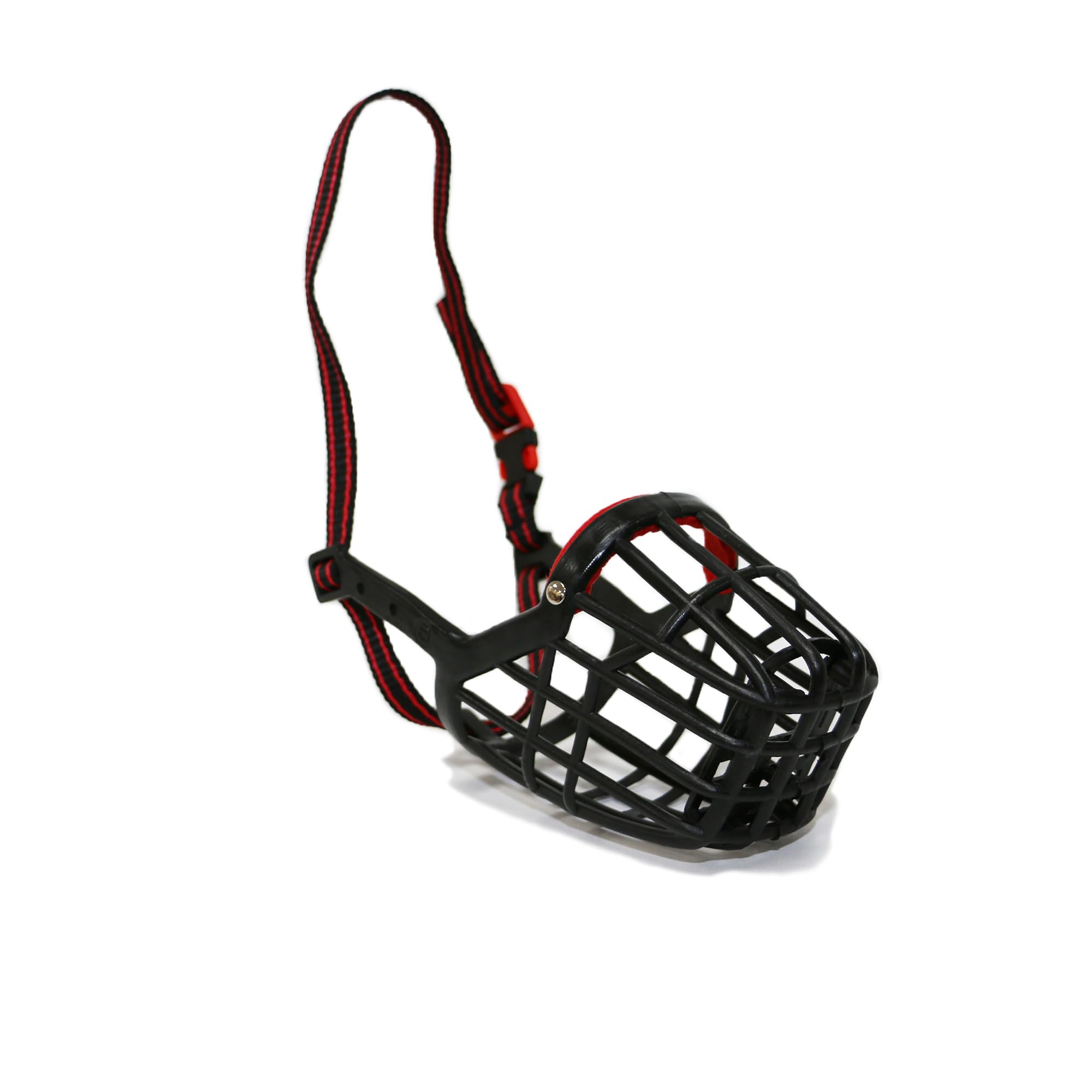 Ancol Plastic Muzzle - Strong Biting Control | Size 8 | Black/Red