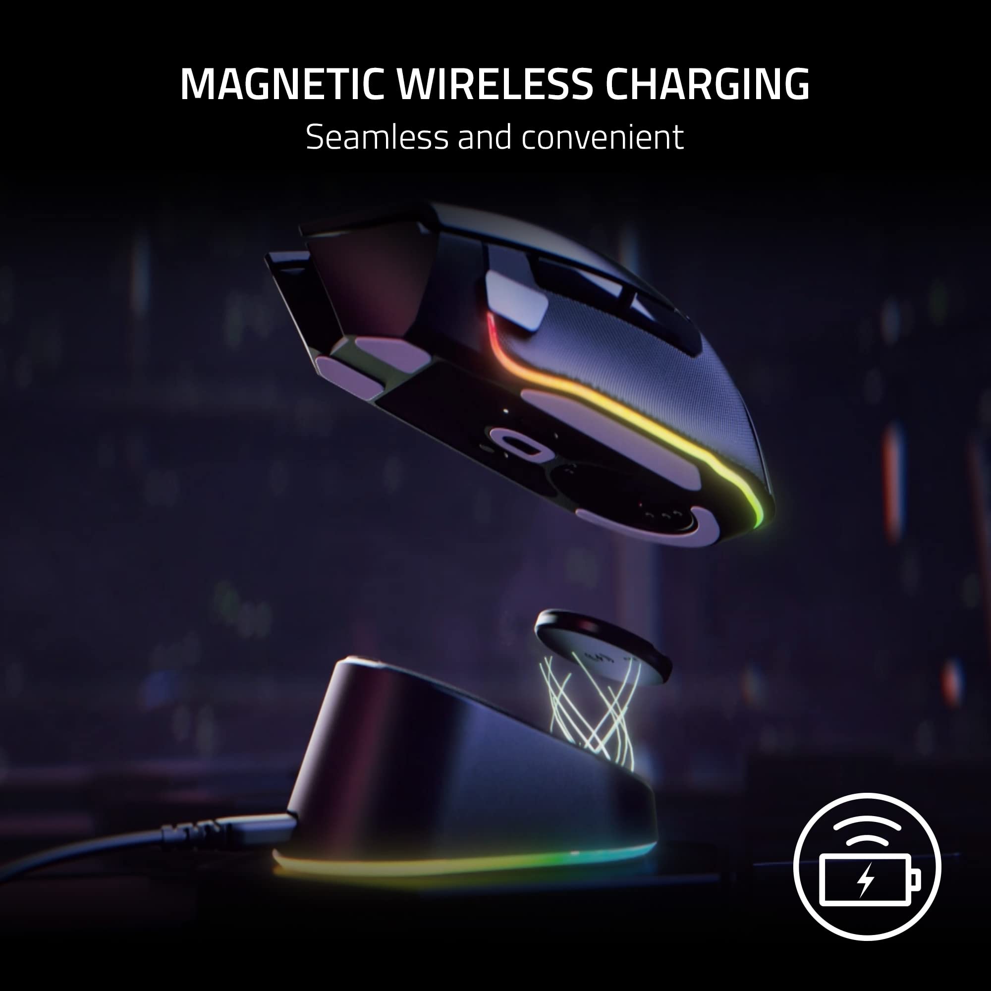 Razer Mouse Dock Pro & Charging Puck - Magnetic Wireless Charging Dock with 8K Hz Transceiver & RGB Lighting 5