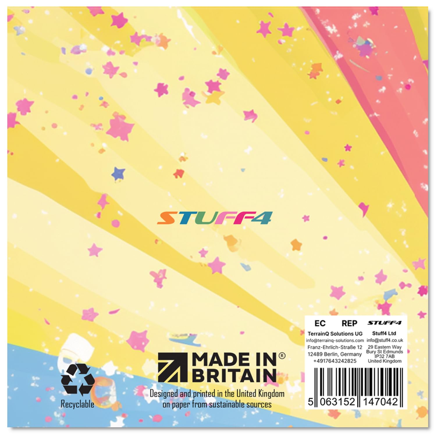 Stuff4 Girls 4th Birthday Card - Cool Unicorn Sunglasses | 145mm x 145mm | 300gsm