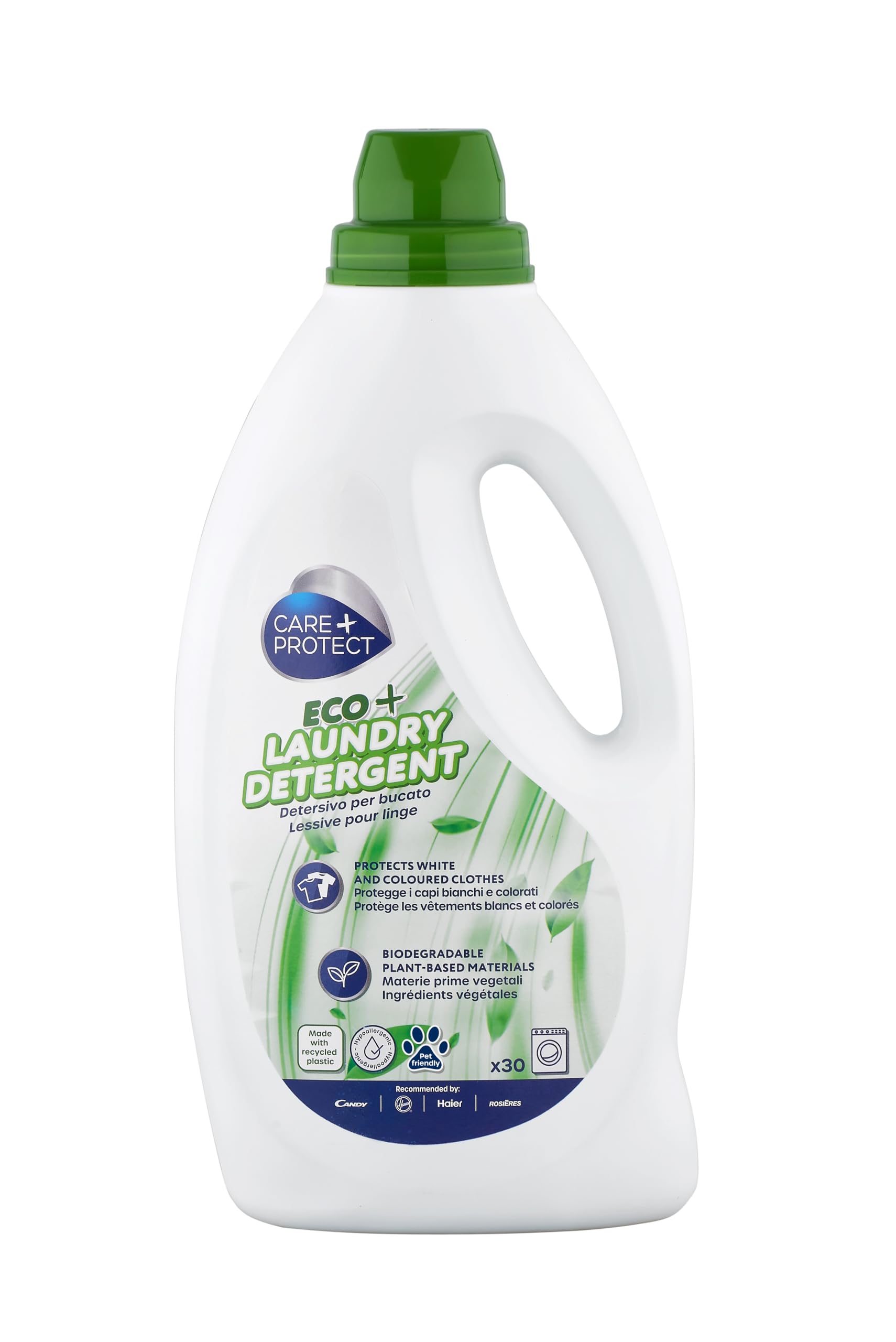 CARE + PROTECT ECO+ Laundry Detergent - Liquid - for Machine and Hand Washing - White