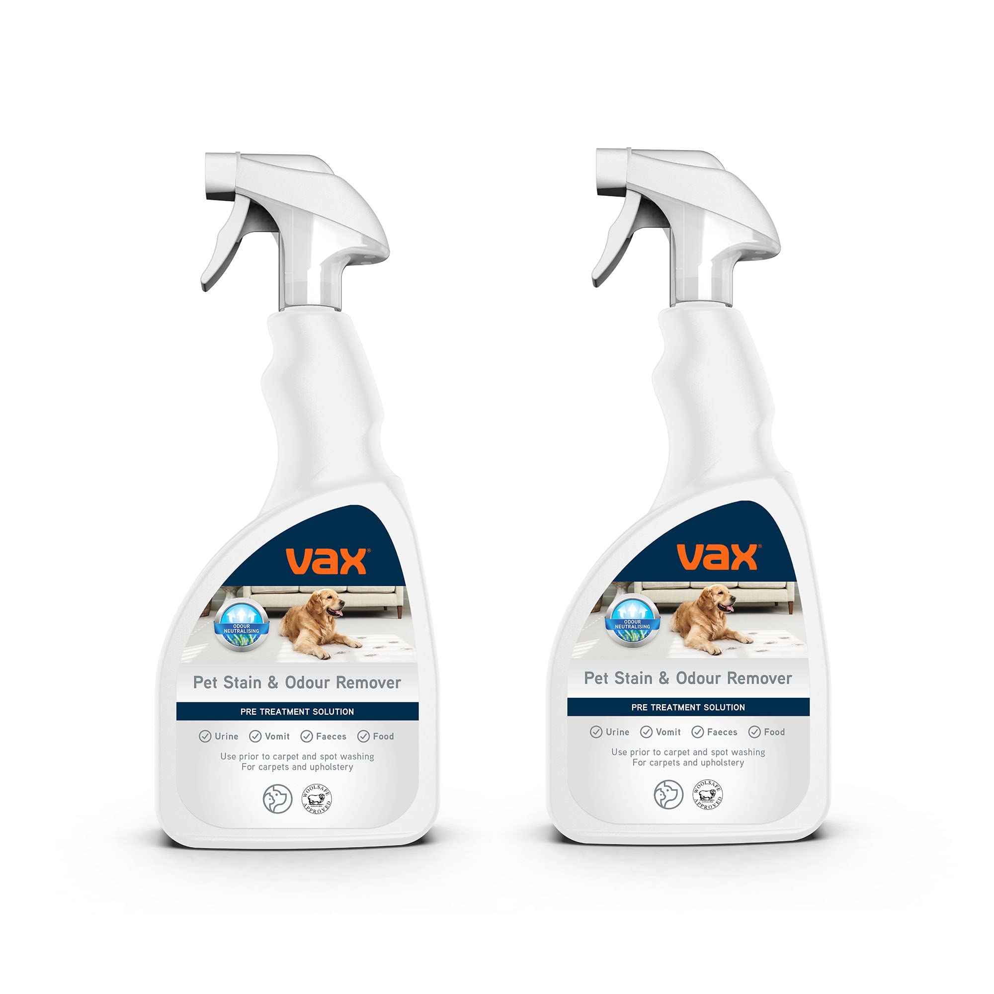 Vax Pet Stain & Odour Remover - Pre-Treatment Carpet Cleaner | 500ml Trigger Spray Twin Pack