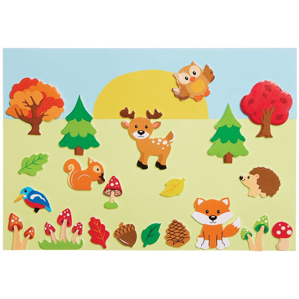 Baker Ross Woodland Animal Foam Stickers - Pack of 100, 15mm-40mm