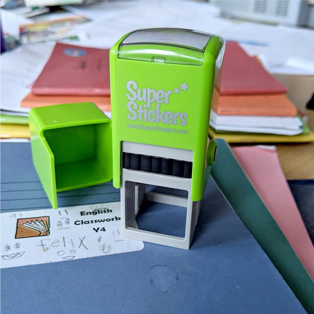 SuperStickers Star Pre Inked Stamper - Green, 28mm Impression Size, 10,000+ Impressions 3