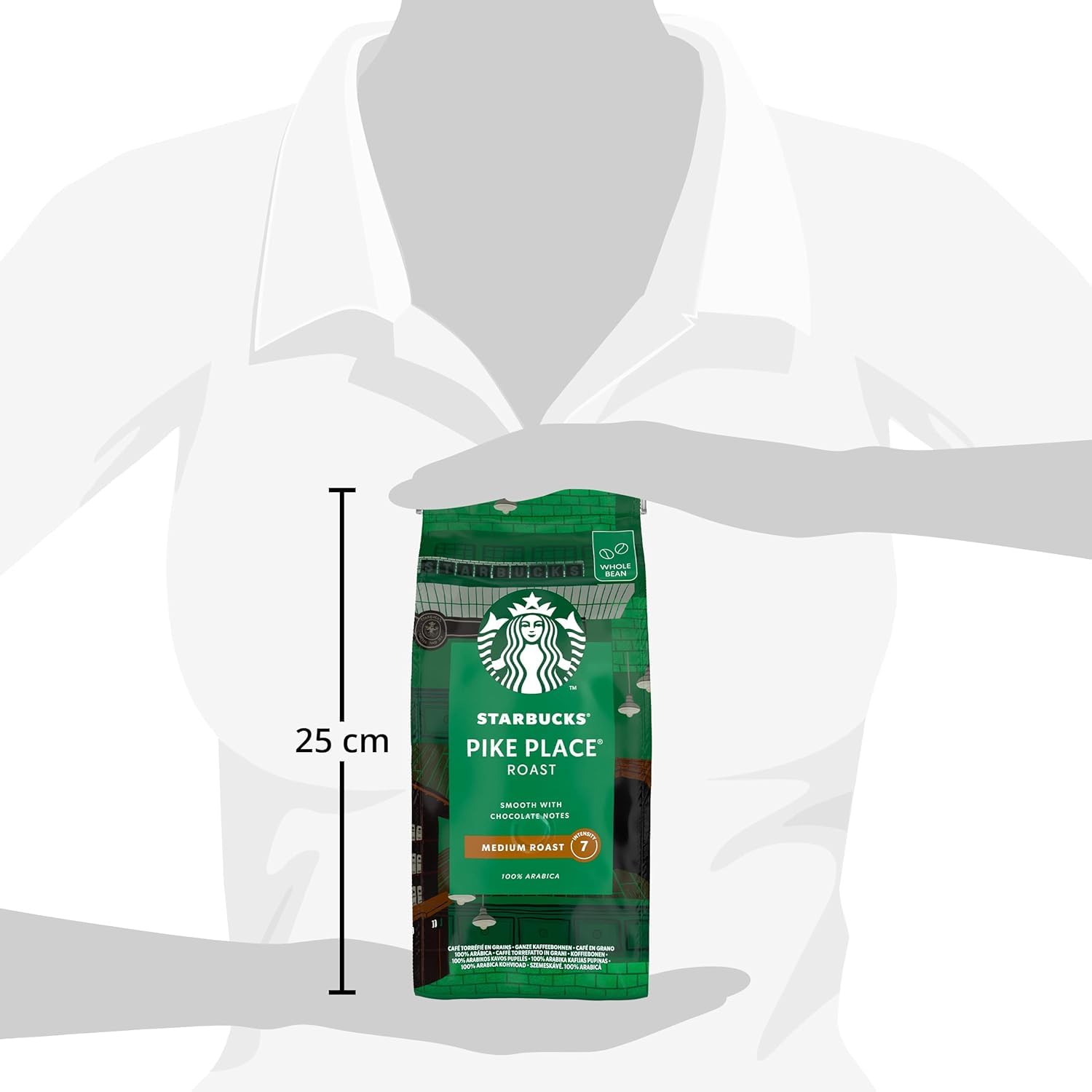 STARBUCKS Pike Place Roast Medium Roast Whole Bean Coffee - 4 x 450g Pack 6