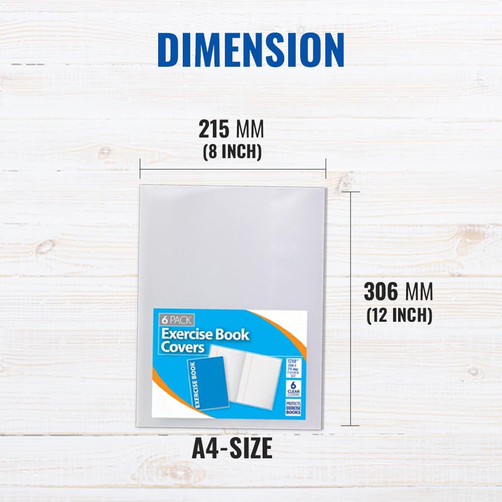 1ABOVE A4 Clear Exercise Book Covers - 6 Pack Durable Plastic Sleeves for School & Office | 150 Micron 2