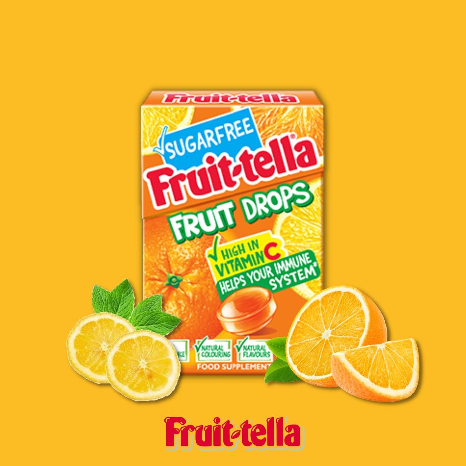 Fruittella Fruit Drops - Sugar Free Citrus Mix Sweets | Pack of 10 | Orange & Lemon Flavours 5