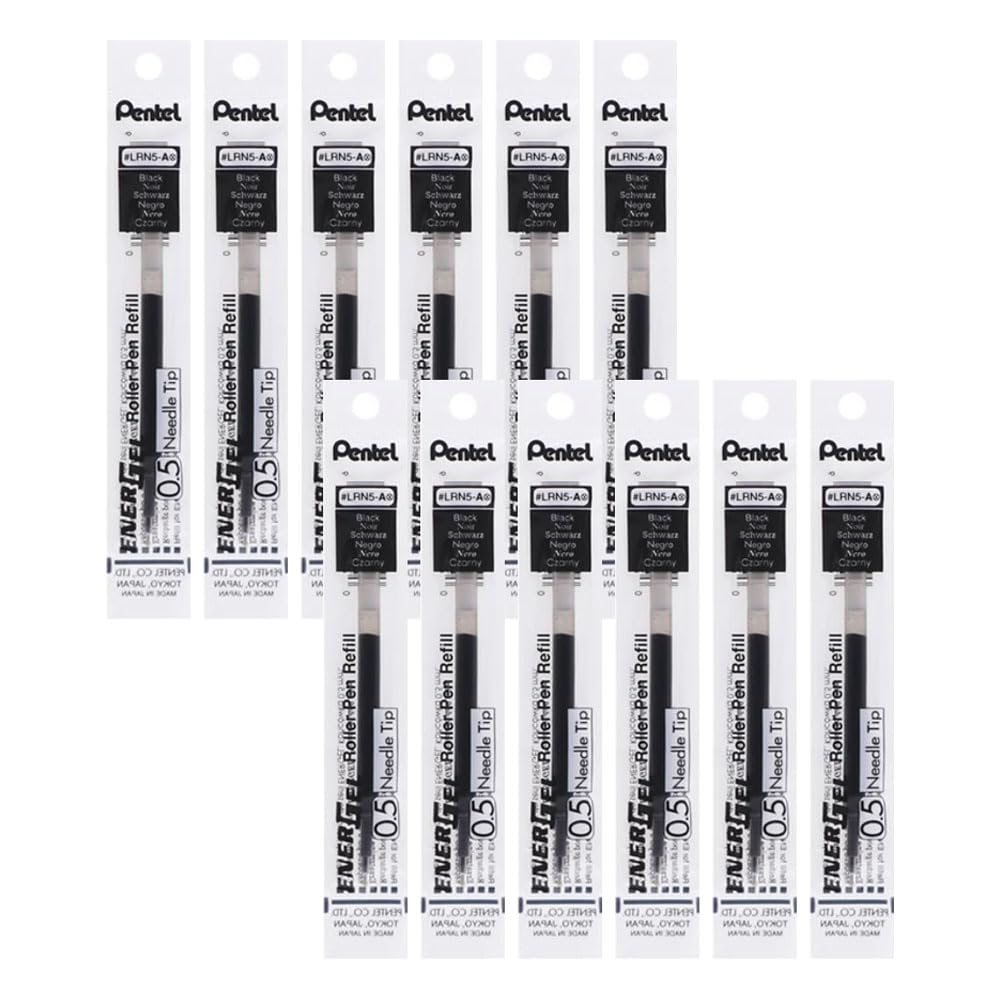 Pentel Energel LRN5-A Pen Refill - 0.5mm, Black Ink | 12 Count Pack 1