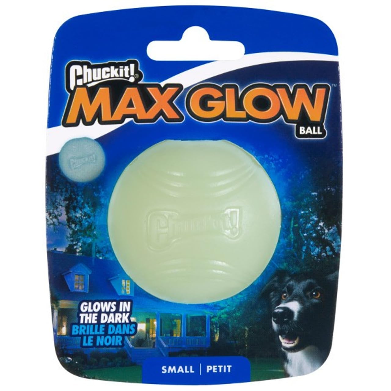 Chuckit! Max Glow Balls - Small Size Natural Rubber Fetch Toy | Water Resistant | Portable