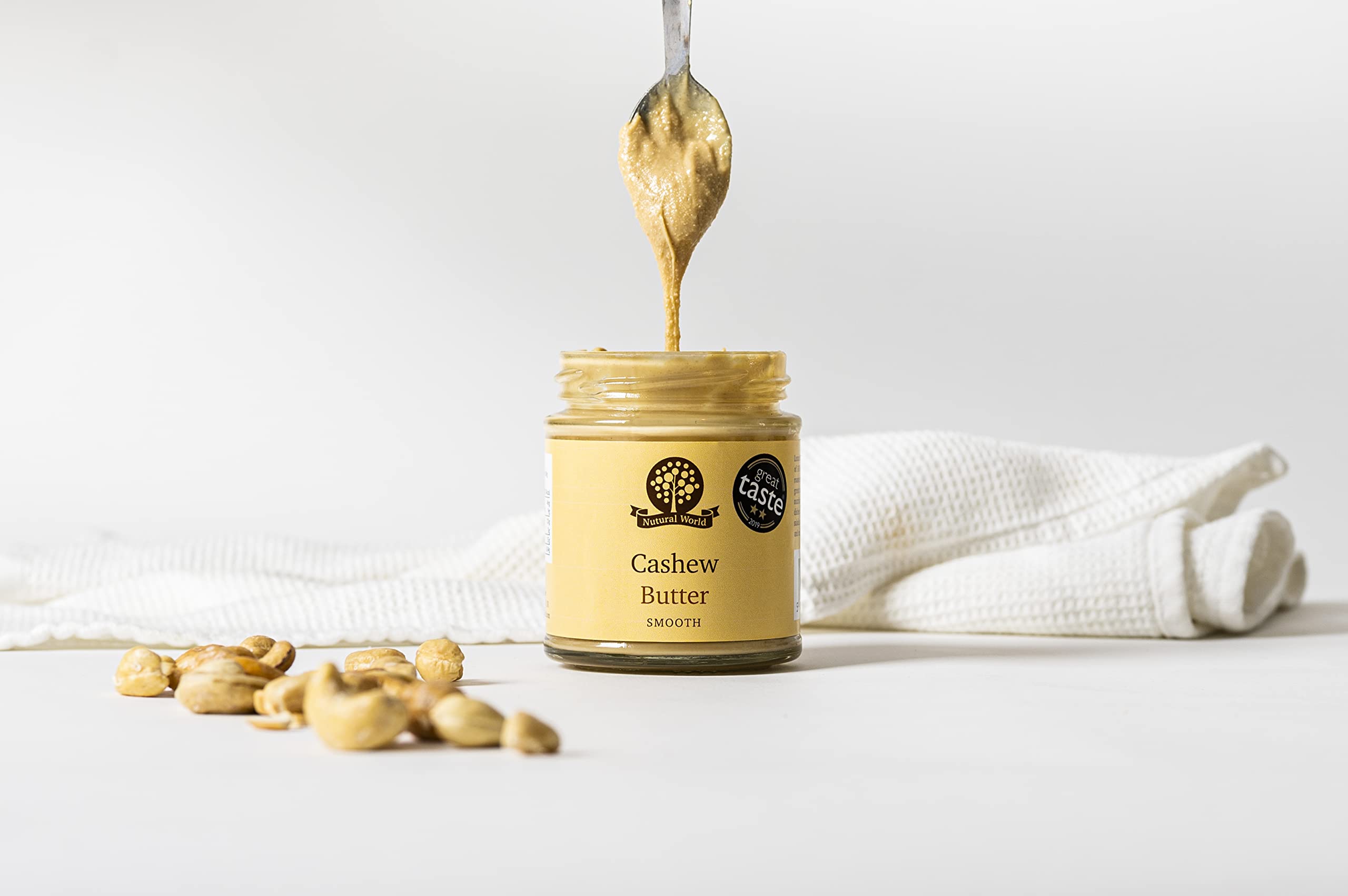 Nutural World - Smooth Cashew Nut Butter (1kg) in Reusable Glass Jar