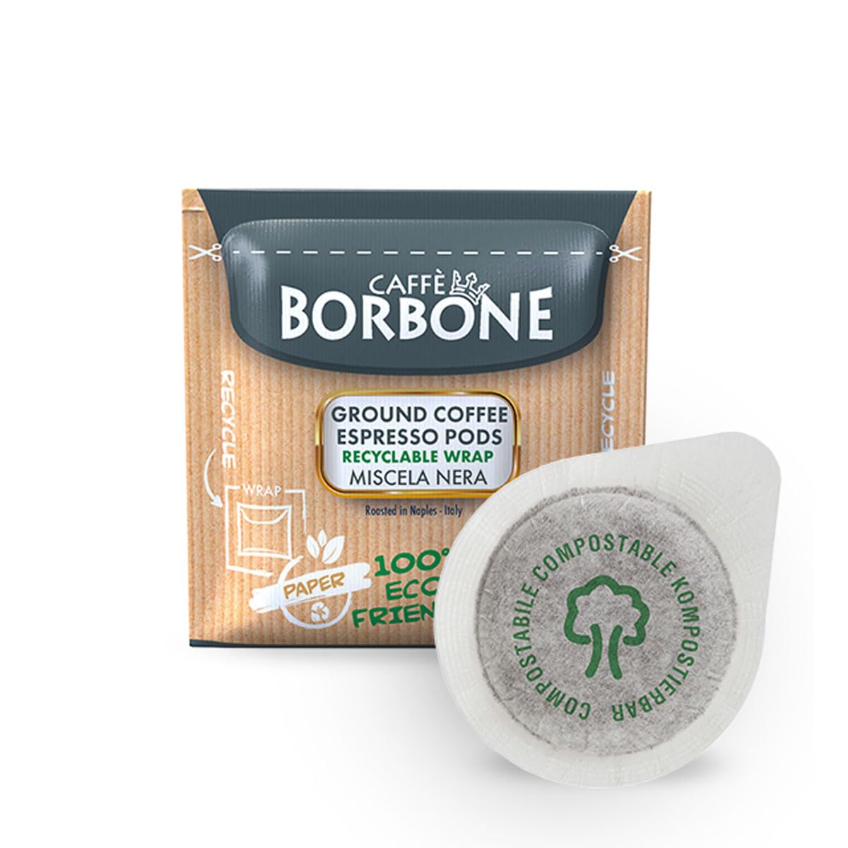 CAFFÈ BORBONE Black Coffee Blend Compostable Pods - 50 Count - ESE System Compatible
