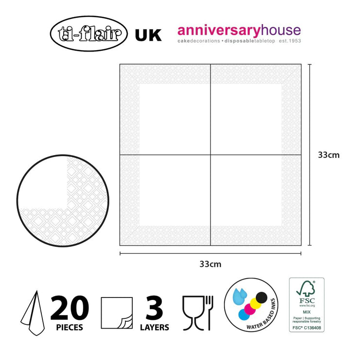 Creative Party Diamond Anniversary 3-Ply Foil Stamped Luncheon Napkin