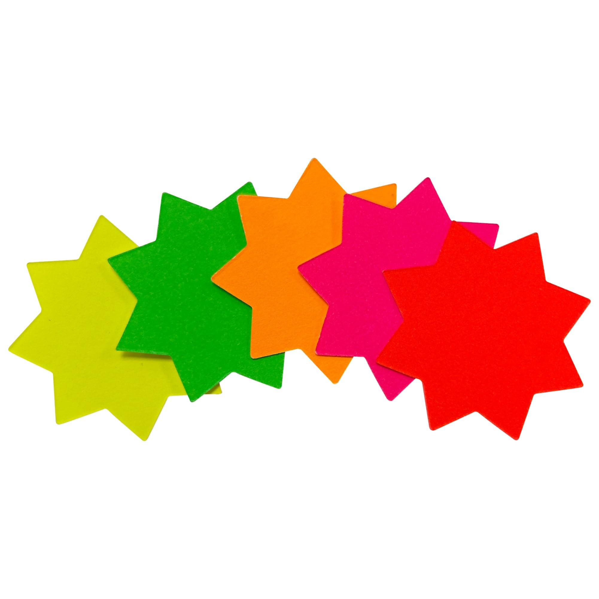 Janrax Neon Fluorescent Star Pricemarker Labels - 42mm, Colourful, Pack of 100