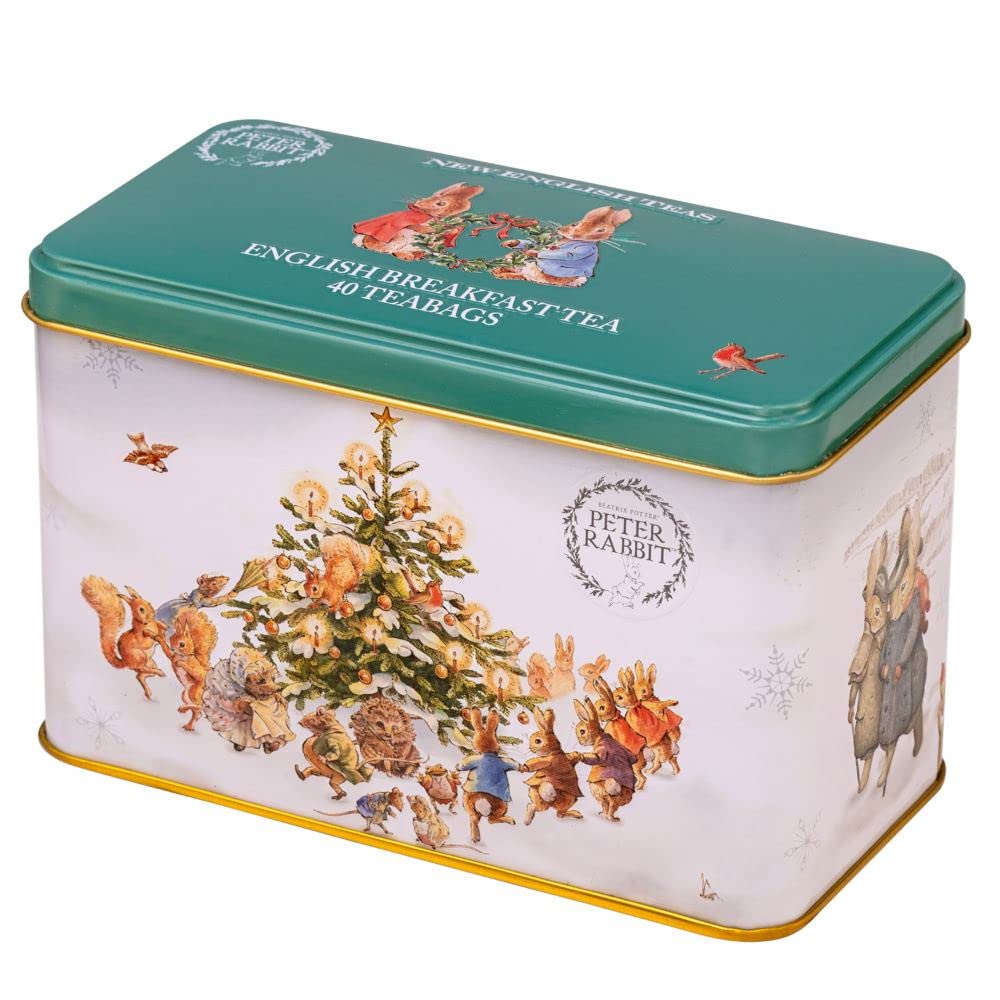 New English Teas Peter Rabbit Christmas Tea Caddy - 40 English Breakfast Tea Bags